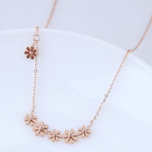 Sweet Tiny Flowers Design Women Stainless Steel Necklace
