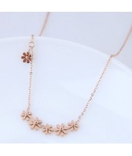 Sweet Tiny Flowers Design Women Stainless Steel Necklace