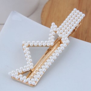 Artificial Pearl Fashion Women Hair Barrette - Crown