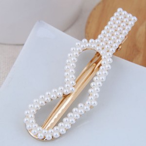 Artificial Pearl Fashion Women Hair Barrette - Heart
