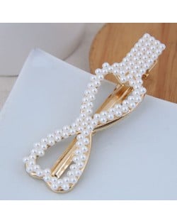 Artificial Pearl Fashion Women Hair Barrette - Bowknot