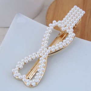Artificial Pearl Fashion Women Hair Barrette - Bowknot