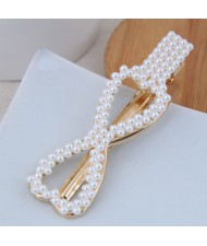 Artificial Pearl Fashion Women Hair Barrette - Bowknot