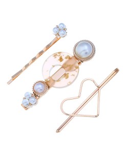 Graceful Heart Fashion 3pcs Hair Barrette and Clips Combo Set - Light Brown