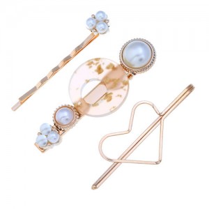 Graceful Heart Fashion 3pcs Hair Barrette and Clips Combo Set - Light Brown