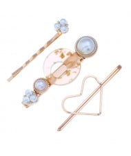 Graceful Heart Fashion 3pcs Hair Barrette and Clips Combo Set - Light Brown