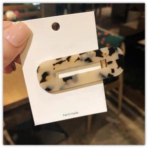 Korean Fashion Marble Texture Bar Shape Hair Barrette - Beige