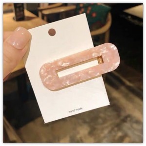 Korean Fashion Marble Texture Bar Shape Hair Barrette - Pink
