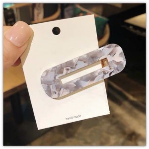 Korean Fashion Marble Texture Bar Shape Hair Barrette - Gray