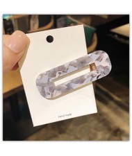 Korean Fashion Marble Texture Bar Shape Hair Barrette - Gray