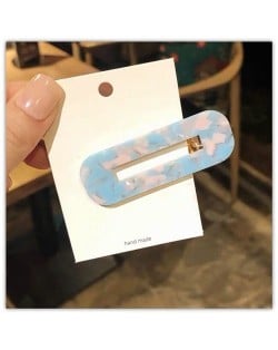 Korean Fashion Marble Texture Bar Shape Hair Barrette - Blue