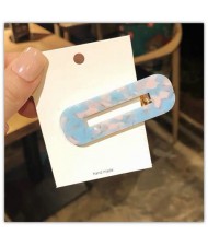 Korean Fashion Marble Texture Bar Shape Hair Barrette - Blue