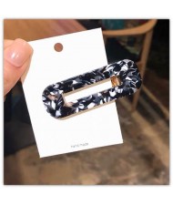 Korean Fashion Marble Texture Bar Shape Hair Barrette - Black