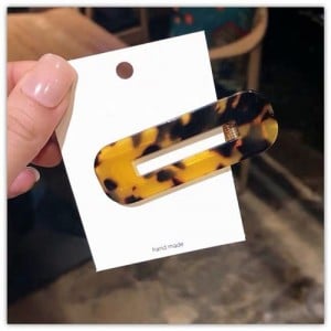 Korean Fashion Marble Texture Bar Shape Hair Barrette - Brown