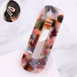 Korean Fashion Marble Texture Bar Shape Hair Barrette - Multicolor