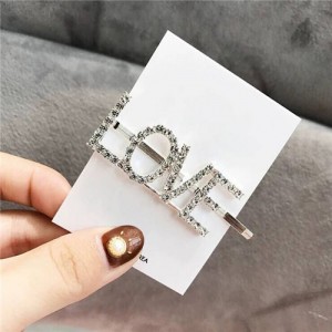 Shining Korean Fashion Alphabets Hair Clip - Love
