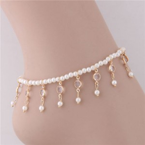 Pearl Tassel Design Graceful Fashion Women Anklet