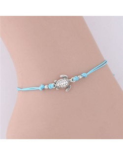 Turtle Pendant Rope Fashion Women Anklet - Sky Blue