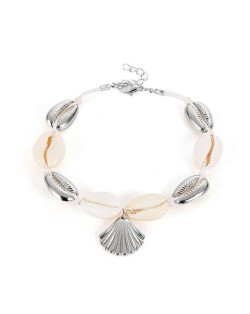 Seashell Beach Fashion Folk Style Women Anklet - Silver