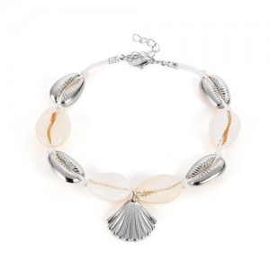 Seashell Beach Fashion Folk Style Women Anklet - Silver