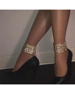 One-piece Rhinestone Embellished Shining Party Fashion Women Anklet - Golden