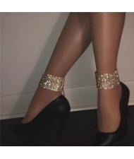 One-piece Rhinestone Embellished Shining Party Fashion Women Anklet - Golden