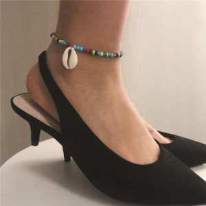 Seashell Pendant Multicolor Beads Fashion Women Anklet