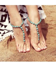 Artificial Turqoise Beach Fashion Elastic Style Women Anklet