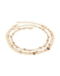 Shining Paillettes Summer Beach Fashion Women Anklet - Golden