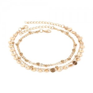 Shining Paillettes Summer Beach Fashion Women Anklet - Golden