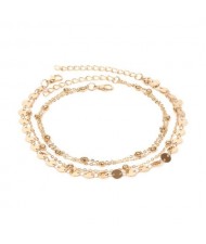 Shining Paillettes Summer Beach Fashion Women Anklet - Golden