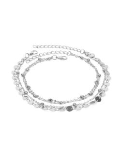 Shining Paillettes Summer Beach Fashion Women Anklet - Silver