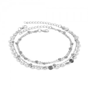 Shining Paillettes Summer Beach Fashion Women Anklet - Silver