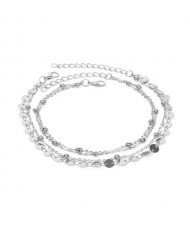 Shining Paillettes Summer Beach Fashion Women Anklet - Silver