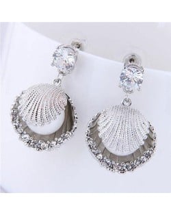 Rhinestone Embellished Alloy Seashell Elegant Fashion Women Earrings