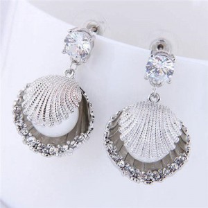 Rhinestone Embellished Alloy Seashell Elegant Fashion Women Earrings