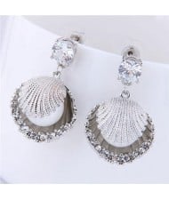 Rhinestone Embellished Alloy Seashell Elegant Fashion Women Earrings