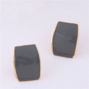 Oil-spot Glazed Button Design High Fashion Women Statement Earrings - Gray