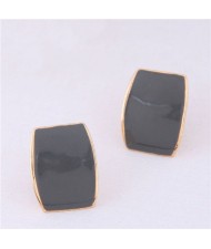 Oil-spot Glazed Button Design High Fashion Women Statement Earrings - Gray