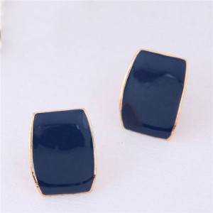 Oil-spot Glazed Button Design High Fashion Women Statement Earrings - Blue
