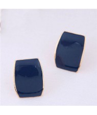 Oil-spot Glazed Button Design High Fashion Women Statement Earrings - Blue