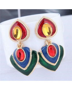 Bright-colored Bold Fashion Oil-spot Glazed Women Costume Earrings