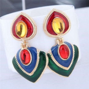 Bright-colored Bold Fashion Oil-spot Glazed Women Costume Earrings