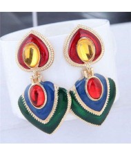 Bright-colored Bold Fashion Oil-spot Glazed Women Costume Earrings