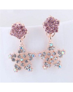 Graceful Rhinestone Style Sweet Star Design Korean Fashion Earrings