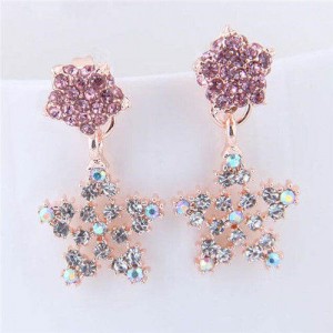 Graceful Rhinestone Style Sweet Star Design Korean Fashion Earrings