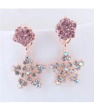 Graceful Rhinestone Style Sweet Star Design Korean Fashion Earrings