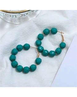 Acrylic Balls Bold Hoop Design High Fashion Women Statement Earrings - Green