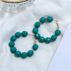 Acrylic Balls Bold Hoop Design High Fashion Women Statement Earrings - Green