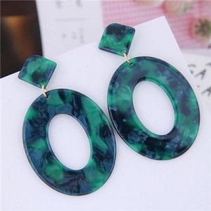 Leopard Prints Acrylic Hoop High Fashion Women Alloy Earrings - Green